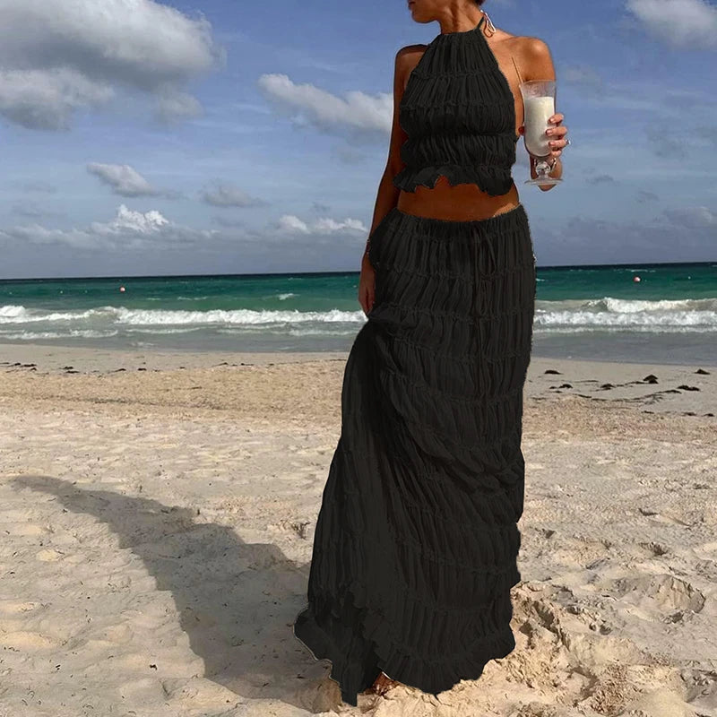 Women Boho Backless Matching Suit 2 Piece