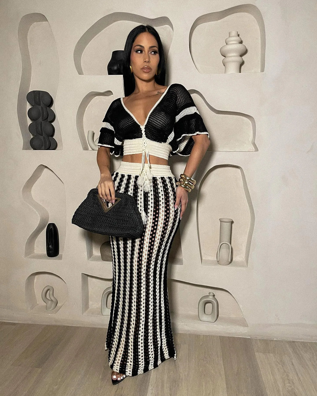 Striped Knitted Two Piece Set
