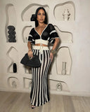 Striped Knitted Two Piece Set
