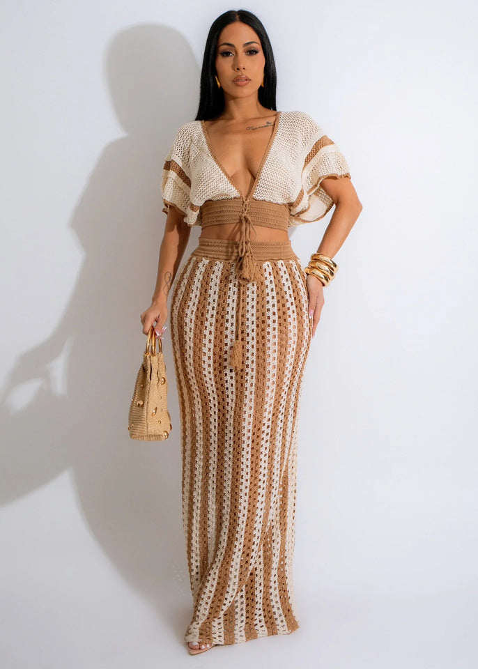 Striped Knitted Two Piece Set