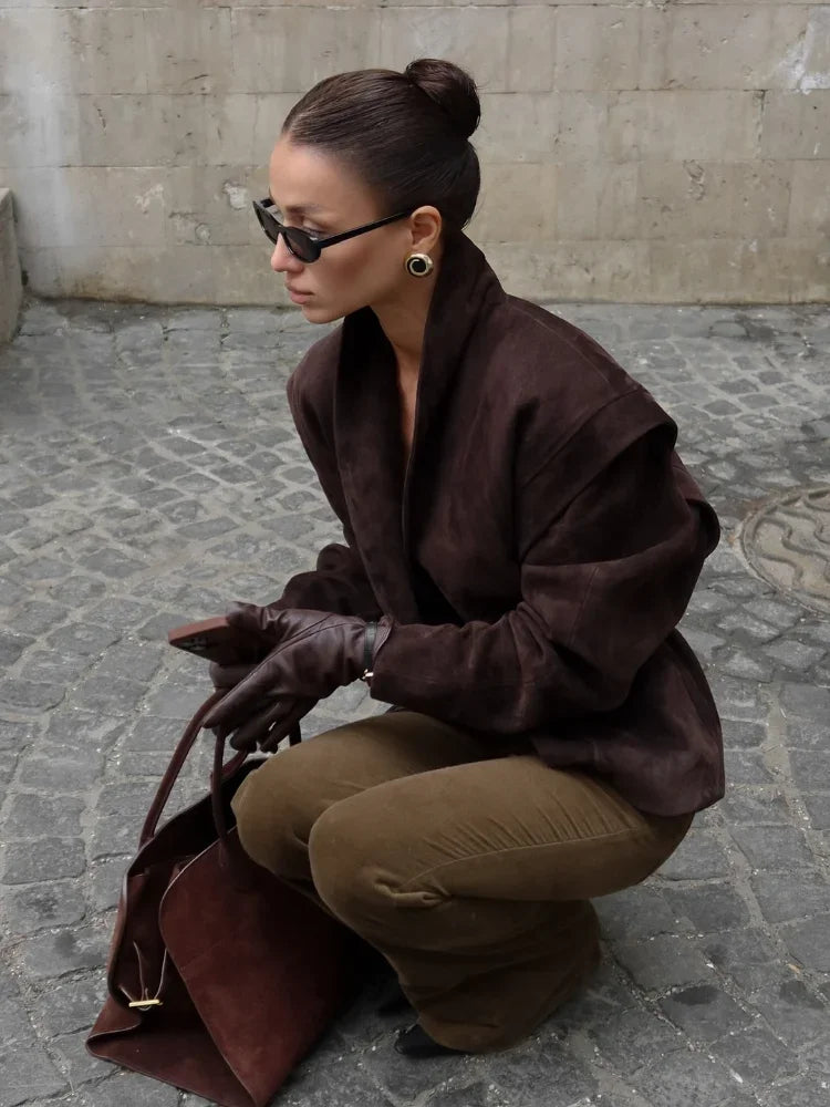 Suede Oversized Long Jacket