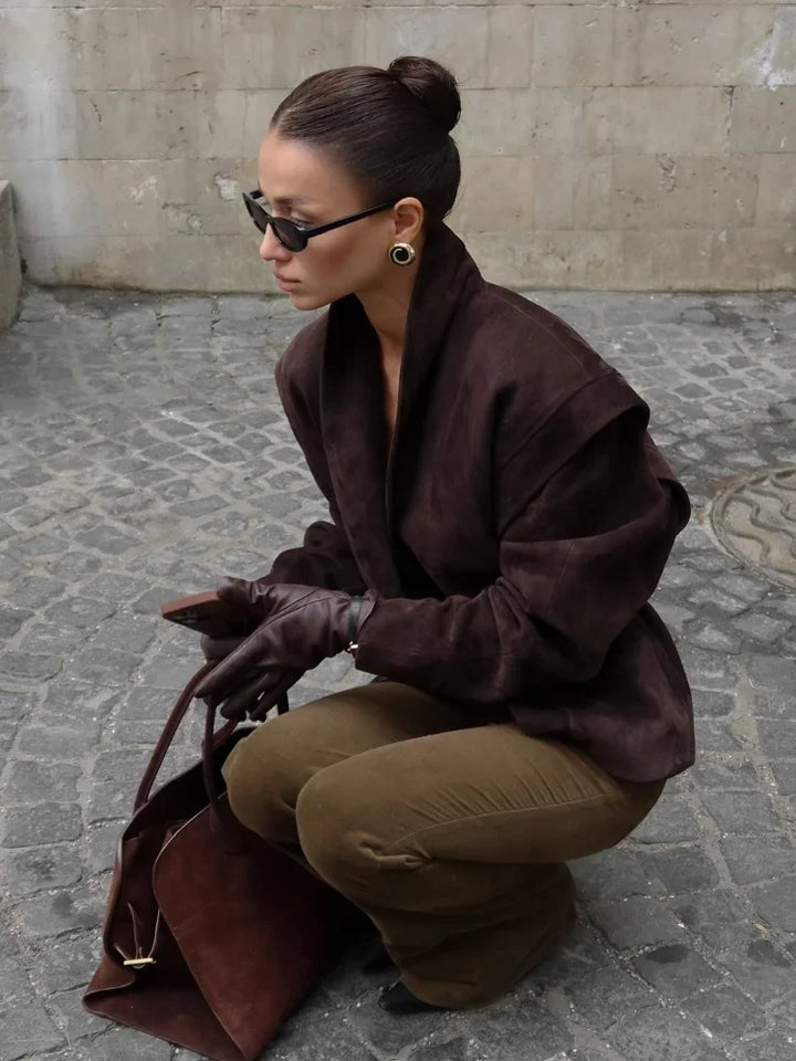 Suede Oversized Long Jacket
