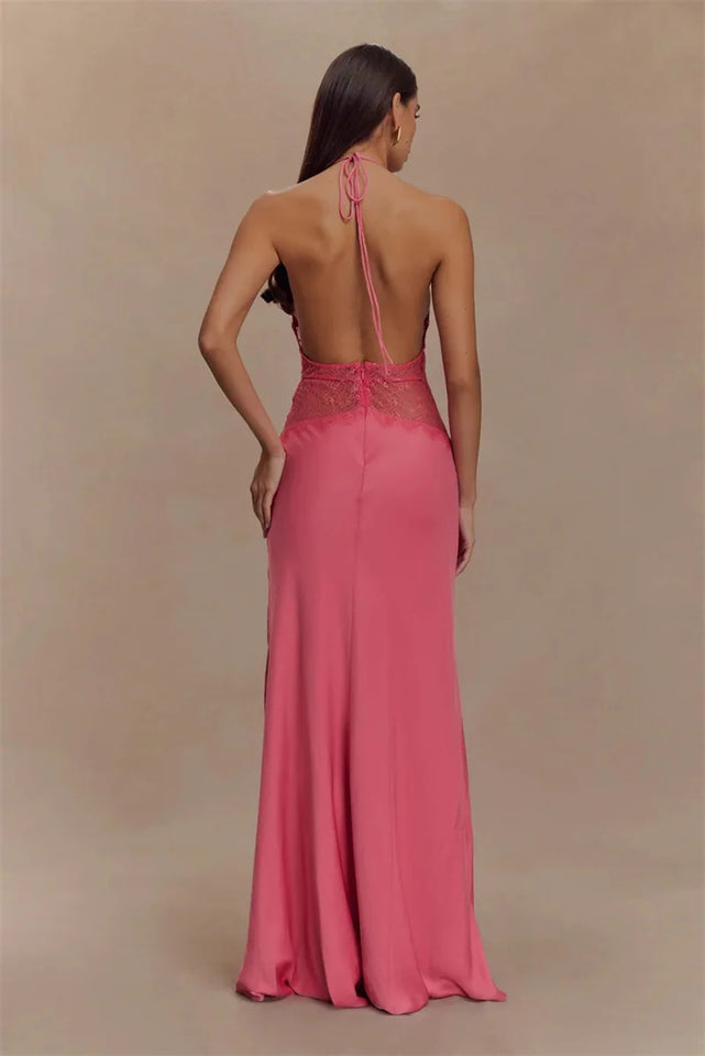 Satin Backless Maxi Dress