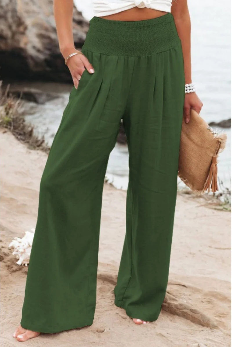 Elegant Solid Baggy Pants