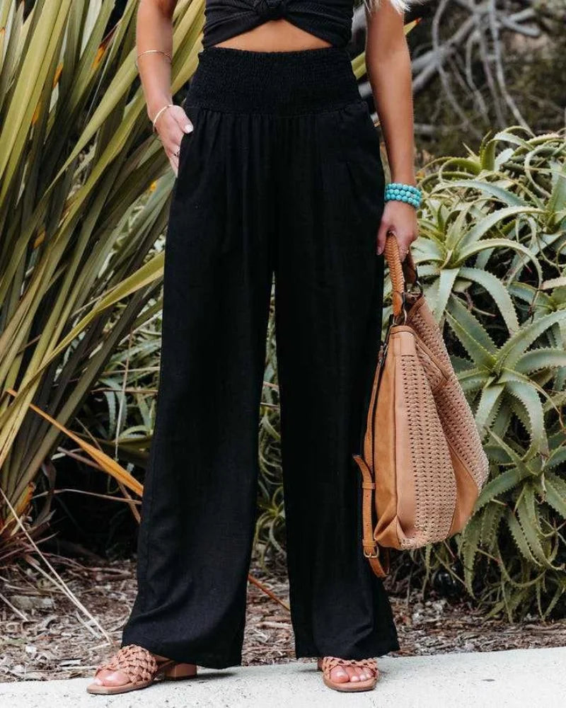 Elegant Solid Baggy Pants