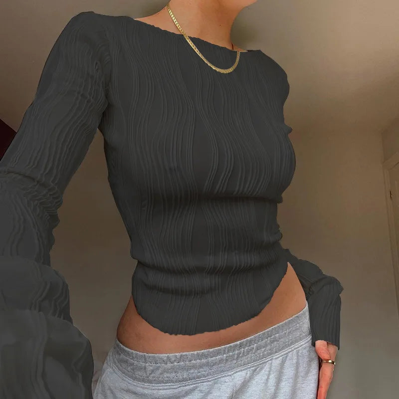Ruched Long Sleeve Shirt