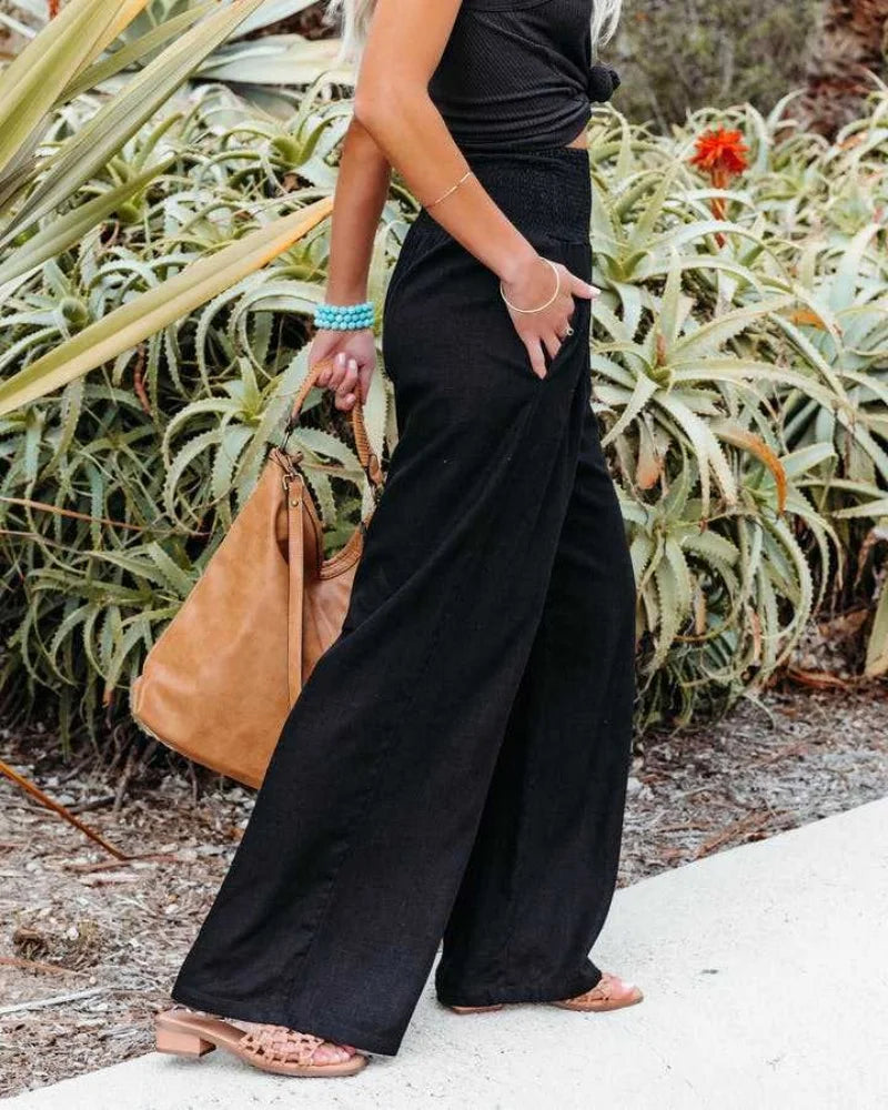 Elegant Solid Baggy Pants