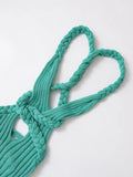 Knit High Slit Backless Ribbed Long Dress