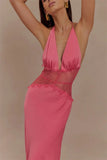 Satin Backless Maxi Dress