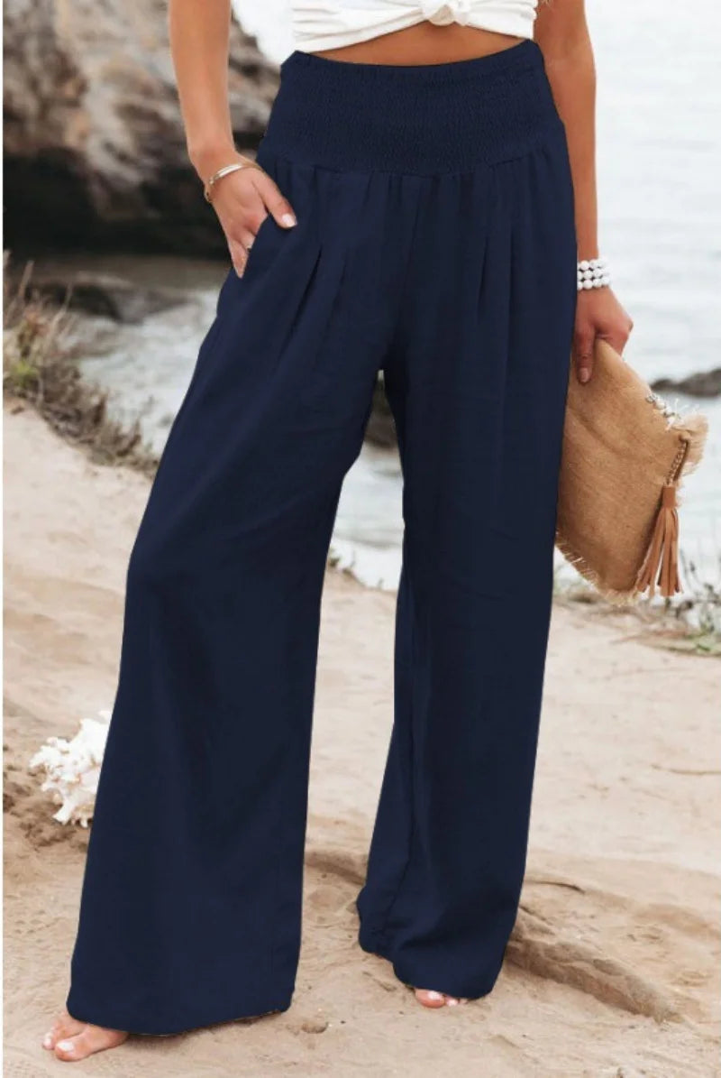 Elegant Solid Baggy Pants