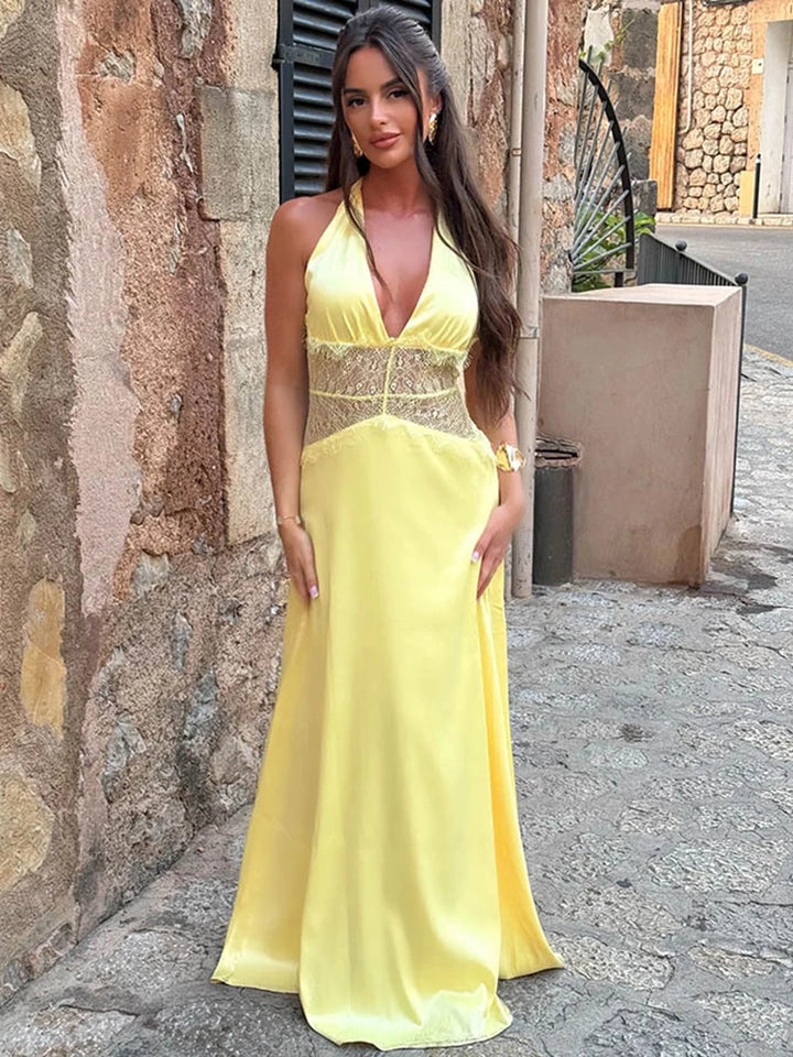 Satin Backless Maxi Dress