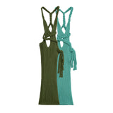 Knit High Slit Backless Ribbed Long Dress
