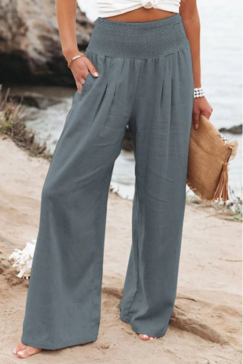 Elegant Solid Baggy Pants