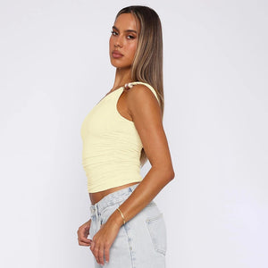 Off Shoulder Ruched Tank Top