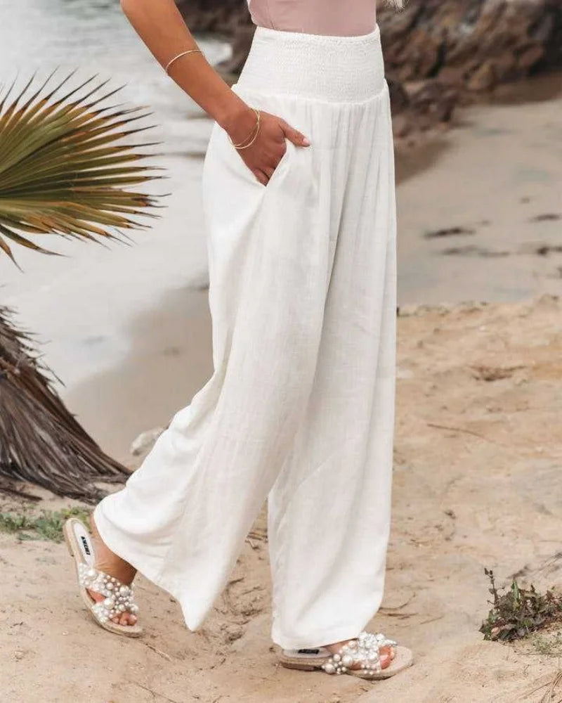 Elegant Solid Baggy Pants