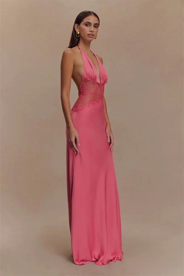 Satin Backless Maxi Dress