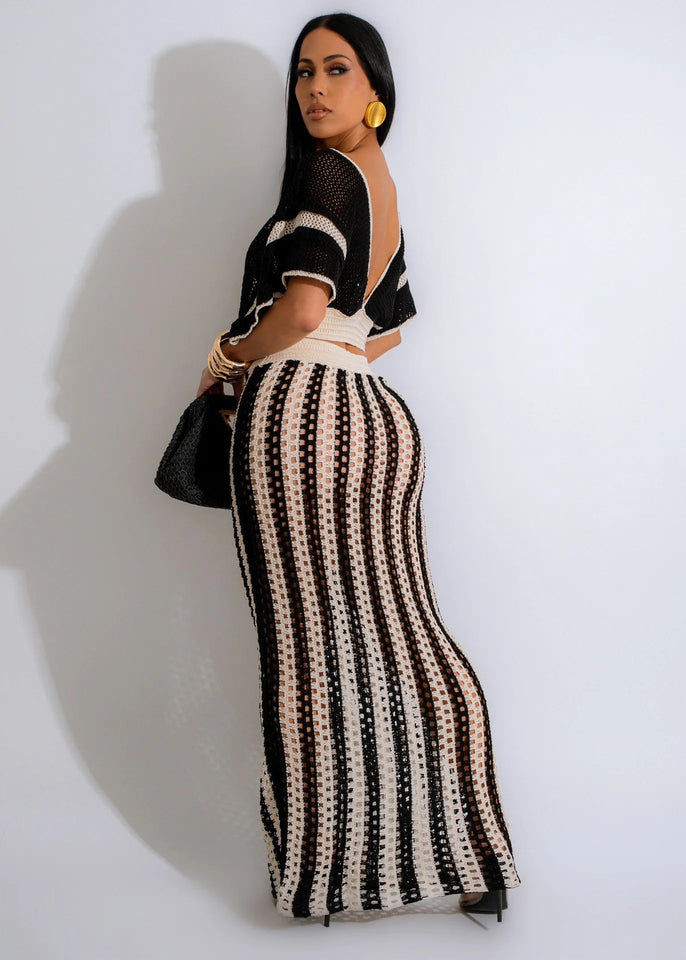 Striped Knitted Two Piece Set