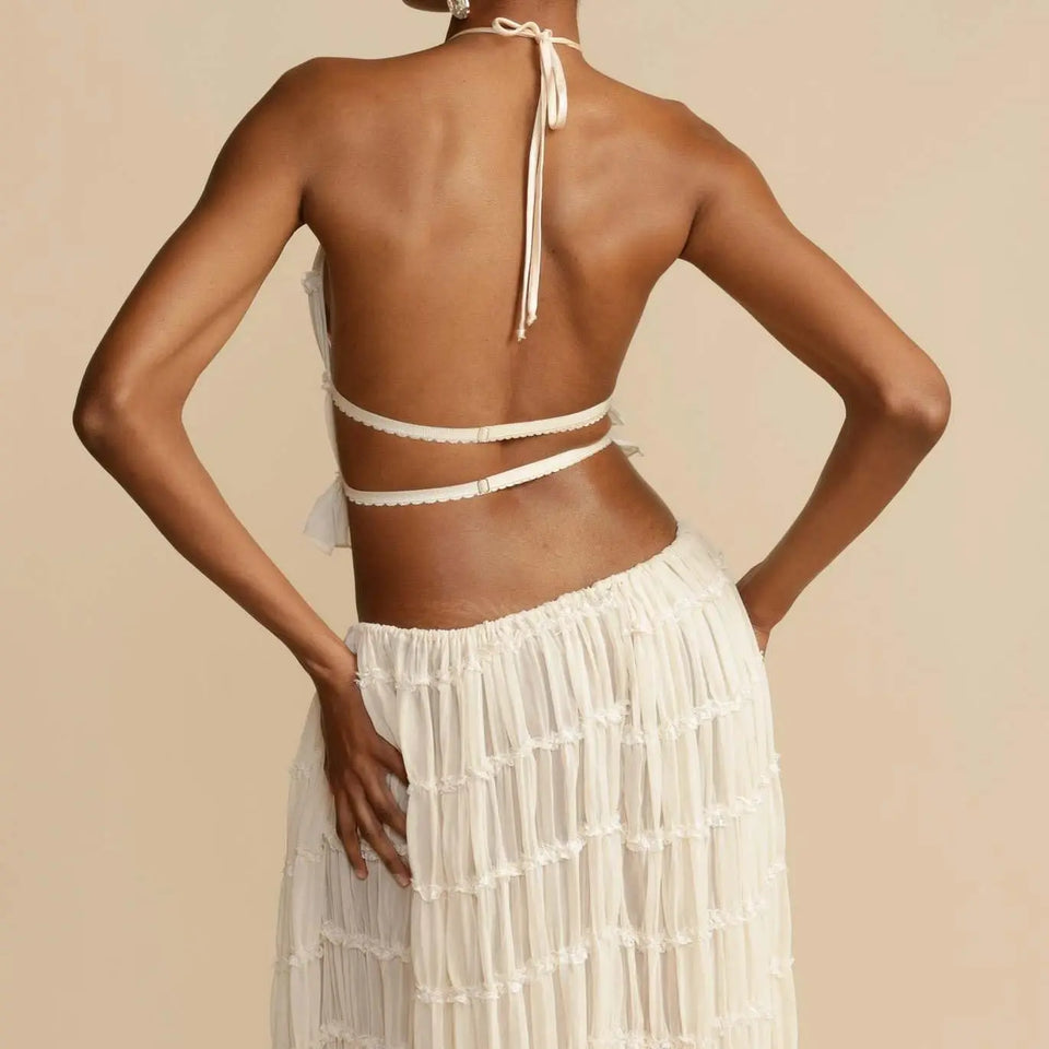 Women Boho Backless Matching Suit 2 Piece