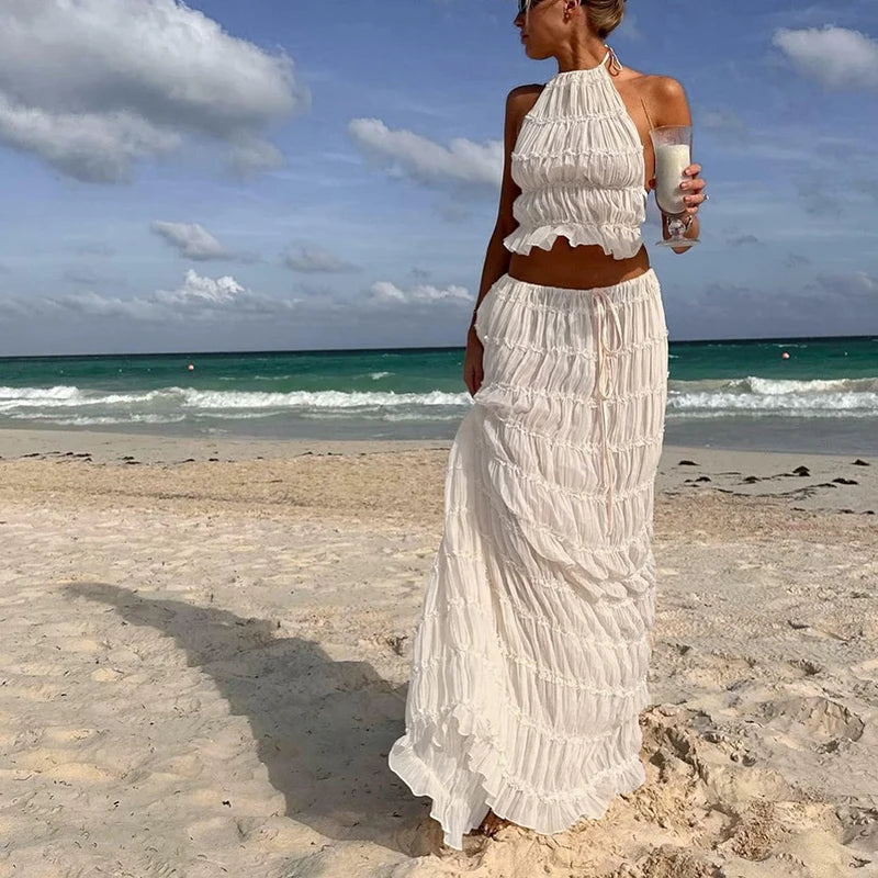 Women Boho Backless Matching Suit 2 Piece