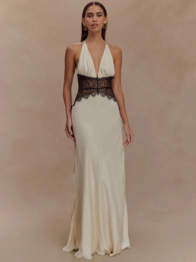 Satin Backless Maxi Dress