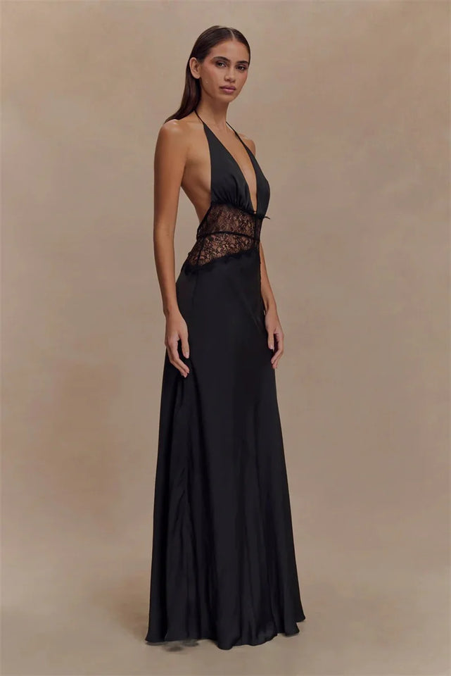 Satin Backless Maxi Dress
