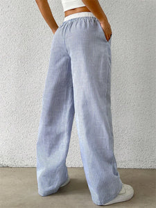 Woven Stripped Wide Leg Pants