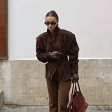 Suede Oversized Long Jacket
