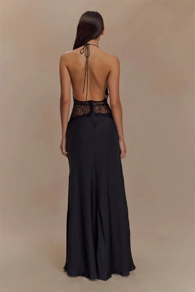 Satin Backless Maxi Dress